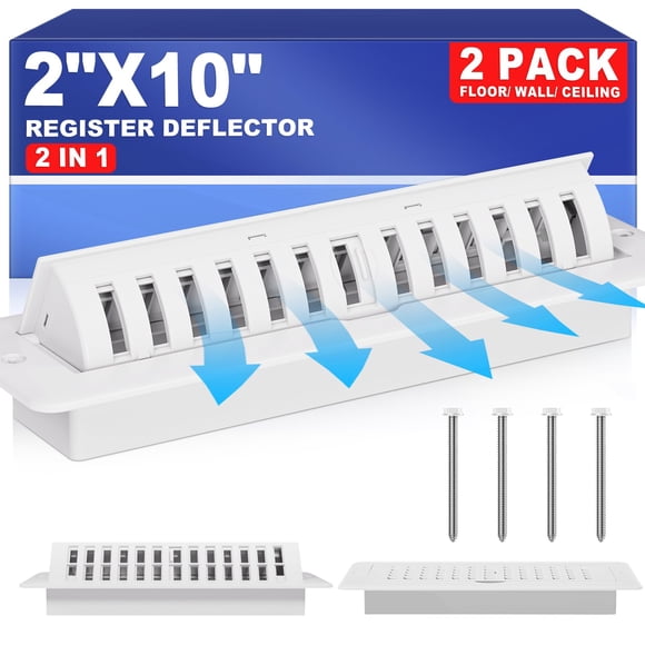 Rejilla de Piso JSLIN Blanca 5x25 cm con Desviador de Ventilación Paquete de 2