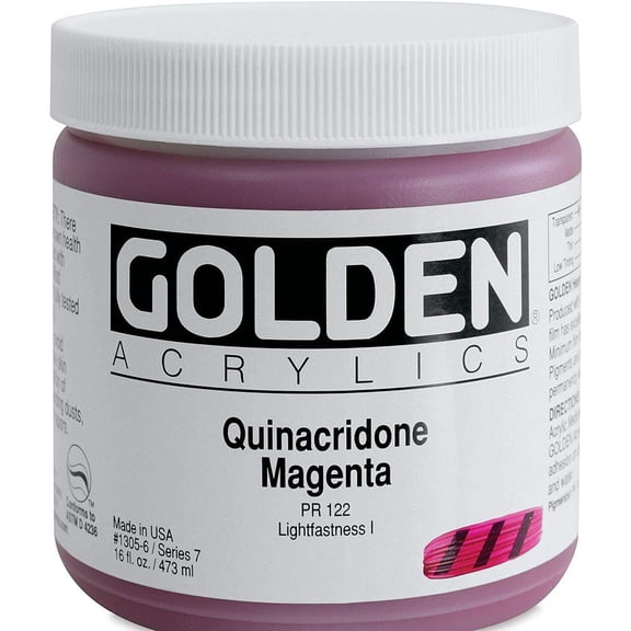 Golden Heavy Body Artist Acrylics - Quinacridone Magenta, 16 oz Jar
