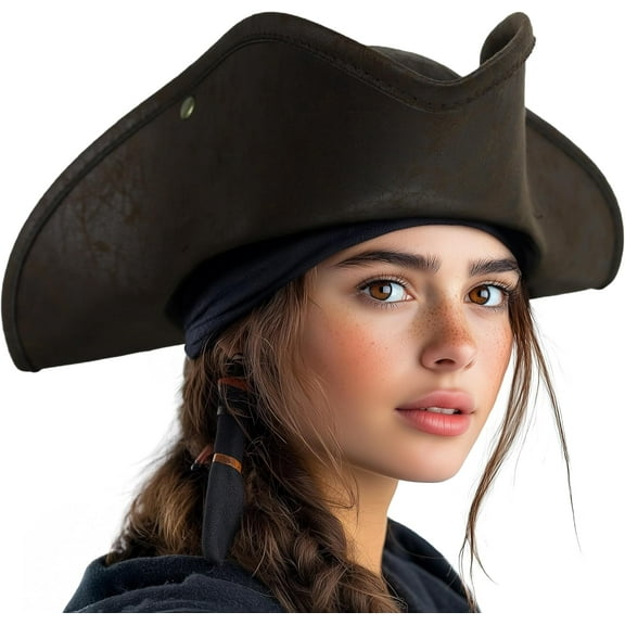 Adult Pirate Hat for Women Colonial Tricon Hat Halloween Costume Accessory