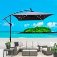 thumbnail image 2 of Outdoor Patio Umbrella, Solar Powered LED Lighted Sun Waterproof, Large Rectangle Umbrella with Crank and Cross Base for Garden, Deck, Backyard, Pool, Shade Outside, Deck, Anthracite, 2 of 8