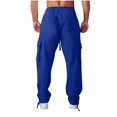 thumbnail image 4 of Ndbuld Pants for Men Big and Tall Men's Joggers Mens Fashion Joggers Sports Elastic Waist Pockets Pants Sweatpants Trousers Mens Long Pants Solid Color Blue,2XL, 4 of 7