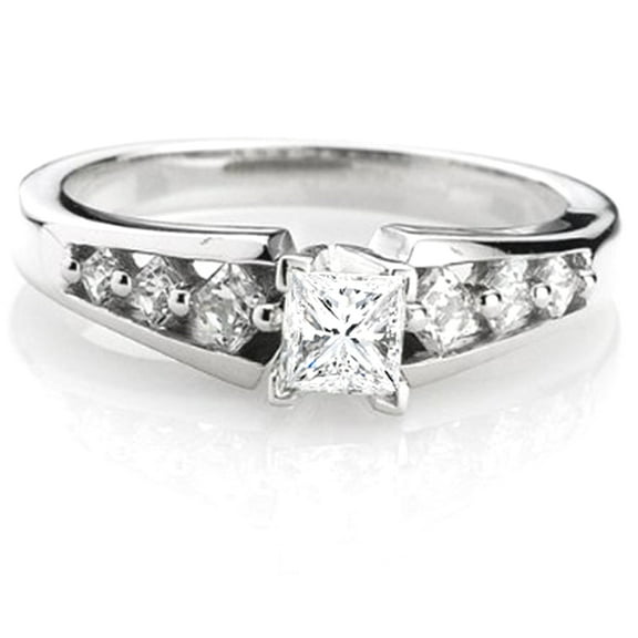 Dazzlingrock Collection 0.50 Carat (Ctw) 14k Princess Diamond Ladies Bridal Semi Mount Ring Engagement (No Center Stone), White Gold, Size 7