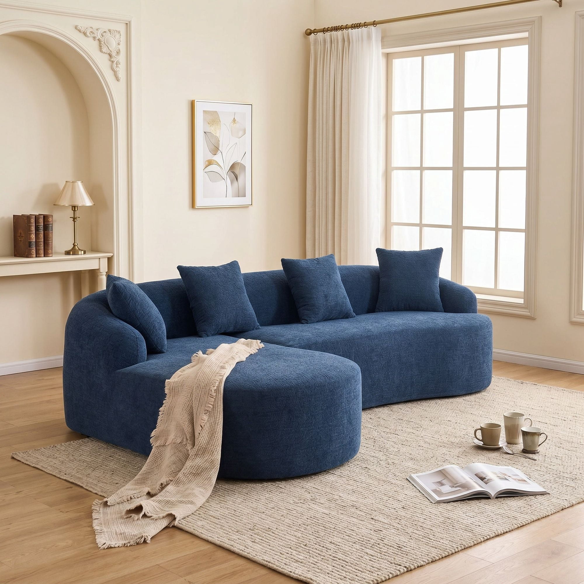 Sailvan L-Shape Sectional Sofa, 30D High-Density Foam Modular Chenille Couch for Living Room