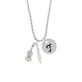 thumbnail image 2 of Delight Jewelry Silvertone Violin and Bow Silvertone Script Initial Disc - F - Charm Necklace, 20"+3", 2 of 4