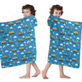 thumbnail image 4 of Cartoon Construction Vehicles Clouds Blue Pattern Hooded Bath Towel，60"x35" for Ages 3 To 12 Kids, Quick Dry Lightweight Soft Microfiber Hood Beach Towel Cover Up for Kids, 4 of 7