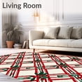 thumbnail image 2 of ODIKA 3'x5' Machine Washable Non-Slip Area Rug, Classic Holiday Plaid Tartan with Holly Berry High Traffic Rug, Red, 624994, 2 of 7