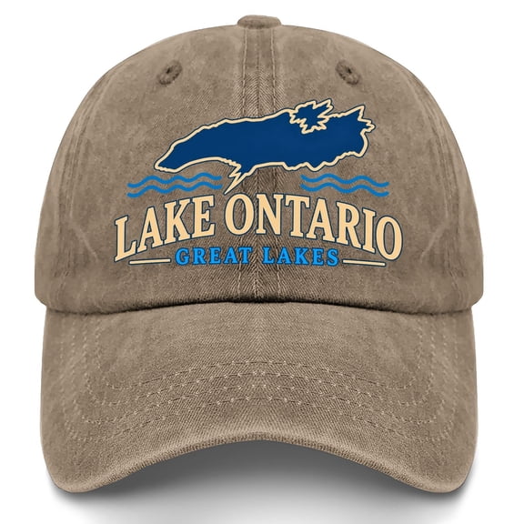 Women Men Lake Ontario Vintage Baseball Cap Washed Cotton Embroidered Dad Hat Adjustable Outdoor Sports Cap Khaki,One Size