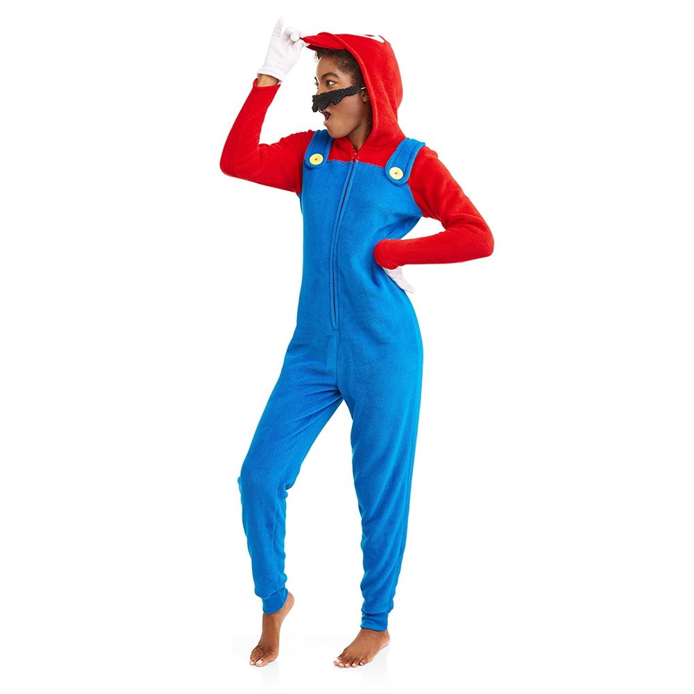 Licensed Super Mario Women's Sleepwear Adult Costume Union Suit