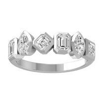 Araiya Fine Jewelry 10K White Gold Ascher, Emerald and Marquise-shape Lab Grown Diamond Eternity Band Ring (1 1/4 Cttw, D-F Color, VS1 Clarity) Size 9.5