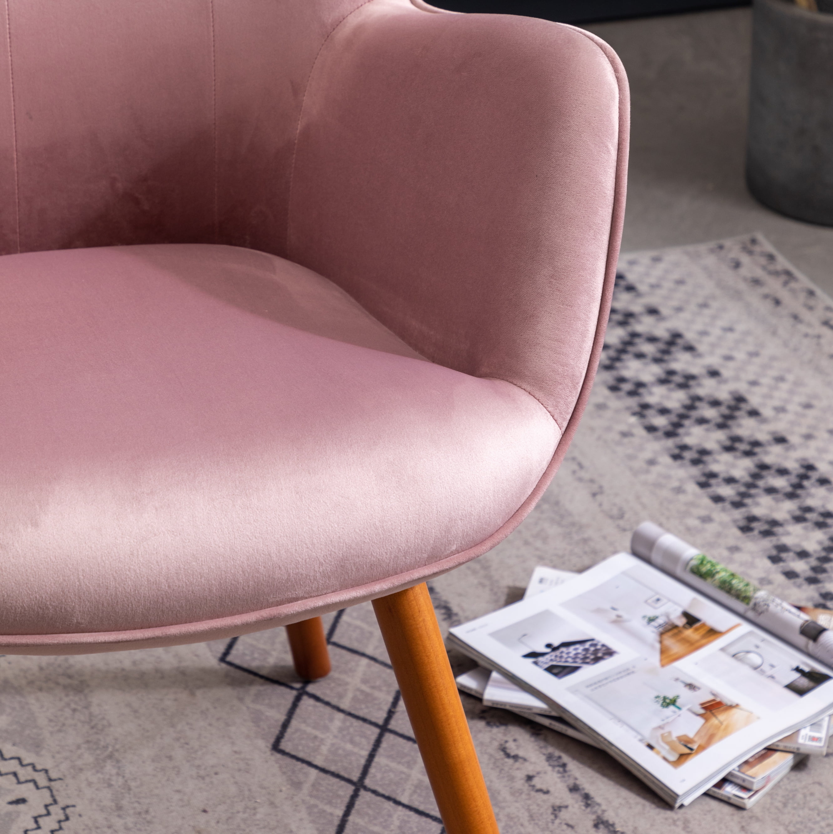 Roundhill Furniture Doarnin Wingback Chair Mauve Walmart