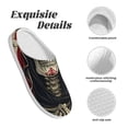 thumbnail image 5 of Goofa Gothic Skull With Roses Print Womens Mens Cotton Lightweight House Slippers , Washable Home Slippers,Indoor Comfy Bedroom Cozy Slippers-44/45, 5 of 7