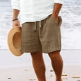 thumbnail image 2 of Diufon Beach Shorts for Men Casual Elastic Waist Drawstring Knitted Stripes Summer Vacation Shorts with Pockets, 2 of 7