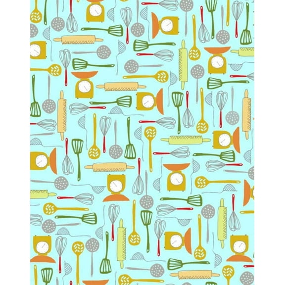 What's Cookin' Utensils Blue Cotton Fabric