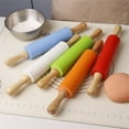 thumbnail image 5 of THLKIF Silicone Rolling Pin for Baking,12Inch Pastry Dough Roller with Wooden Handle,Non Stick Surface Rolling Pin for Dough Cookie Pastry Tapered Dumpling Baking Supplies Kitchen Accessories, 5 of 6