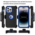 thumbnail image 2 of Ebizware for iphone 14 Pro Phone Case with [Belt Clip Holster] Kickstand Cover Military Grade Drop Protection Shockproof Heavy Duty Defender Case for iphone 14 Pro 6.1" - Black/Blue, 2 of 8