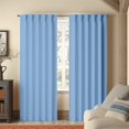 thumbnail image 2 of Kotton Culture Pinch Pleated Blackout Curtains for Traverse Rod Room Darkening Thermal Insulated Window Curtains for Sliding Door, Patio Door, Room Divider W(50"+50") L95 (2 Panels, Sky Blue), 2 of 9