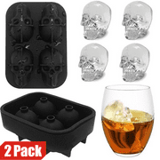 (2 Pack) Shaped 3D Skull Ice Mold,Easy Release Flexible Silicone Ice Cube Mold, Freezer Ice Skull Cube Tray Mold for Juice Beverages,Black,Holiday Sale, Best Chrsitmas Gift