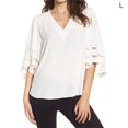 thumbnail image 1 of Blusa informal suelta de gasa con manga acampanada y cuello en V para mujer, blanco, L Inevent AP002431-11, 1 of 7