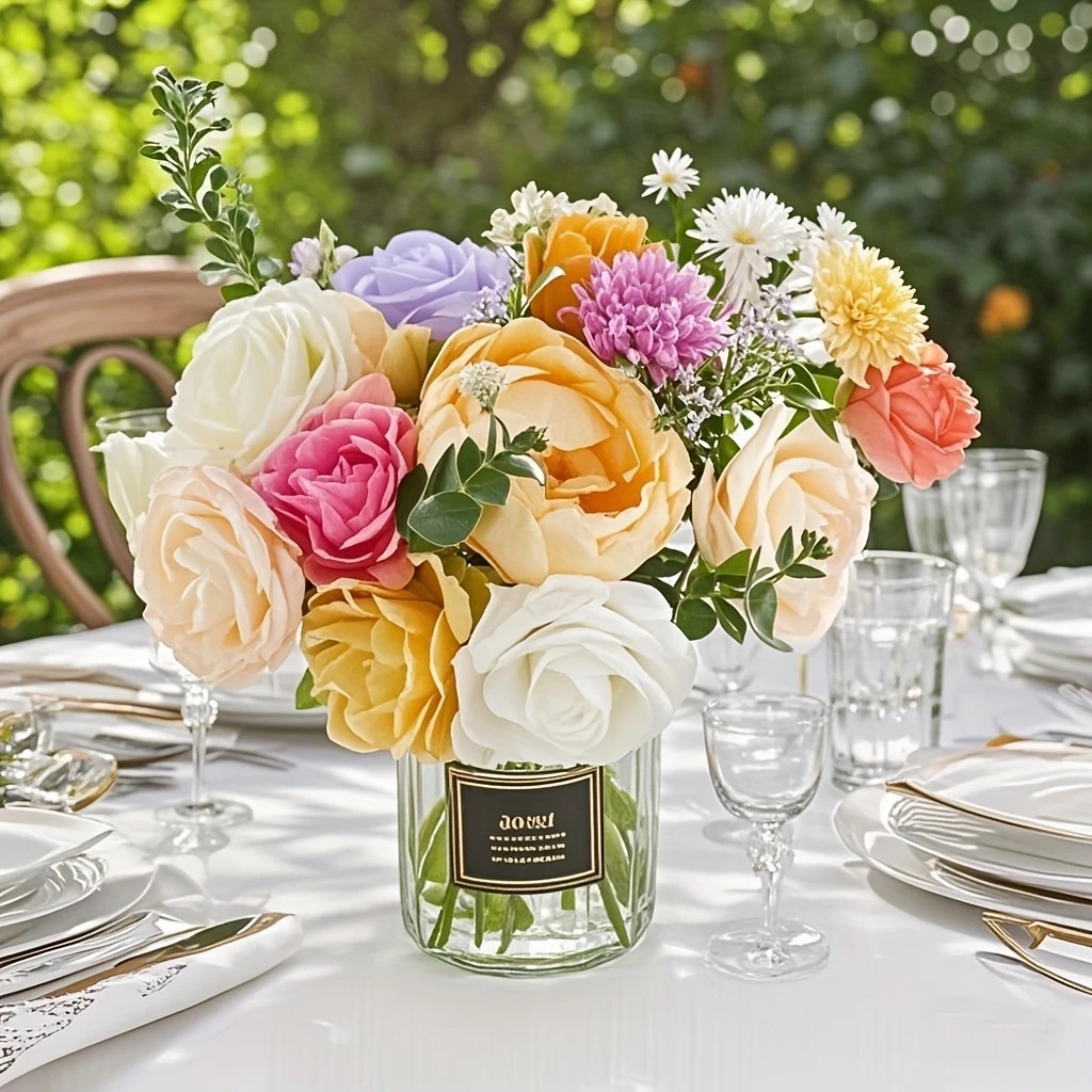 Passage 7 Flowers 16pcs Burnt Orange Rust Blooming Peonies Artificial Flowers with Stem, Artificial Peony Flowers for DIY Wedding Decorations Centerpieces Bouquets Boutonnieres (White)