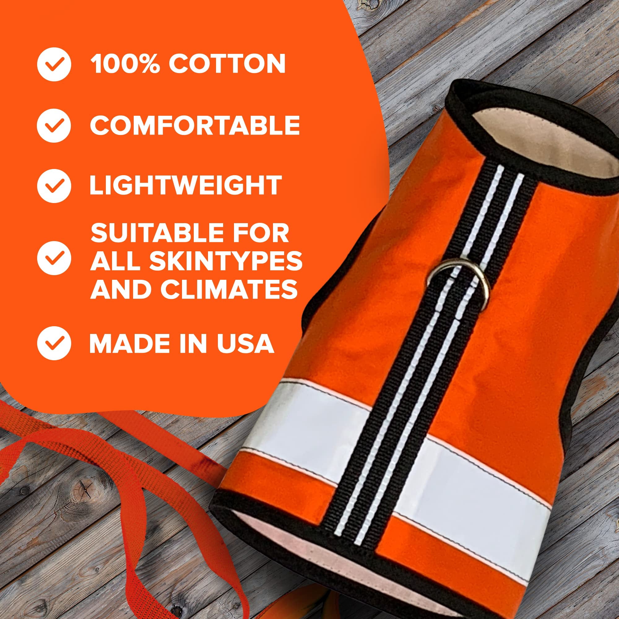 Kitty Holster Reflective Safety Harness (Made in USA) Color: Outrageous Orange, Size: S/M