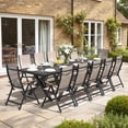thumbnail image 6 of Pellebant 118" Aluminum Outdoor Patio Dining Table for 8-12, 10ft Tabletop with Umbrella Hole, 6 of 8