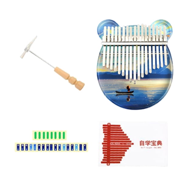 17 Teclas Thumb Piano, con Tune Hammer Case Kits de Instrumentos Musicales, Acrílico Thumb Piano Partituras Talladas Kits de Inicio Pa B Baoblaze piano de pulgar kalimba
