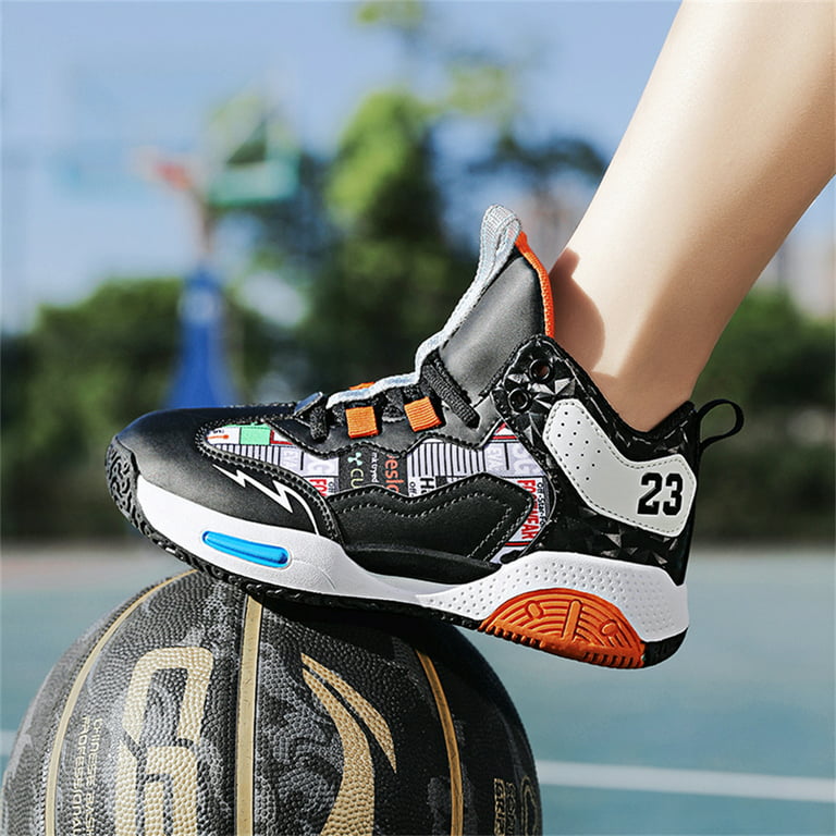 Engtoy Girls Boys Basketball Shoes Kids Sport Shoes for School Little/Big  Kids High Top Blue Outdoor Child Sneakers Child Sneakers Black 