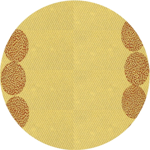 Ahgly Company Machine Washable Indoor Round Transitional Bold Yellow Area Rugs, 8' Round