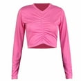 thumbnail image 2 of GaThRRgYP Summer Tops,Blouse for Women Dressy Casual,Women's Spring Fall Patchwork Printed Long Sleeves Round Neck Casual Short T-Shirt Tops Hot Pink M, 2 of 7