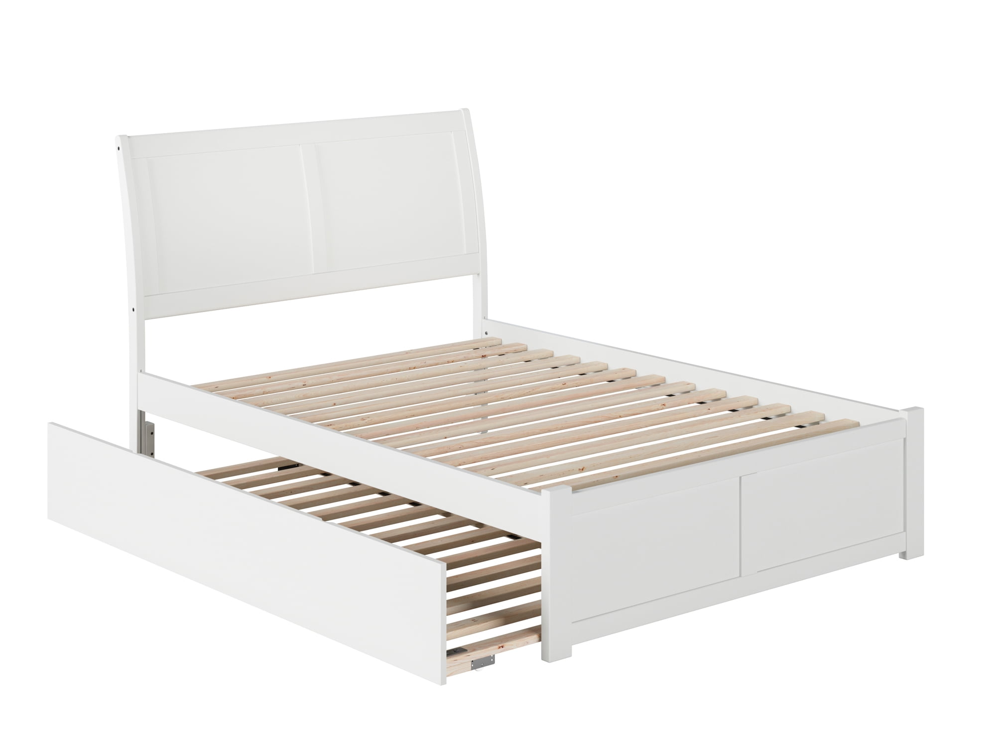 AFI Portland Queen Wood Platform Bed with Headboard Footboard & Twin-XL Trundle, White