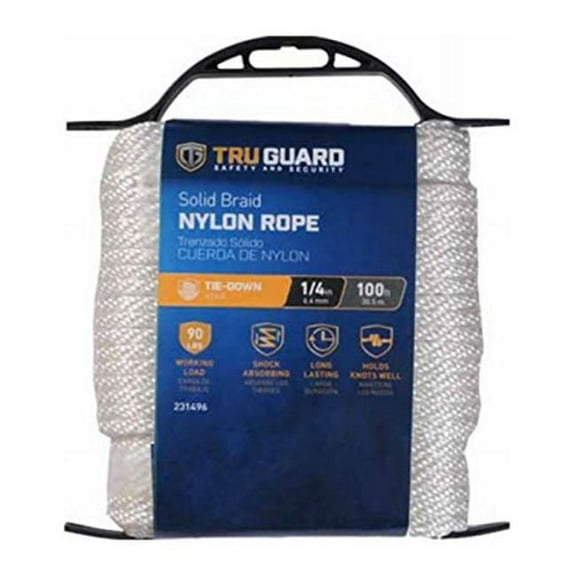 Mibro 231496 0.25 in. x 100 ft. Tru Gaurd Nylon Rope, White