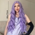 thumbnail image 3 of WEIWEIGG Long Wavy Pastel Purple Lace Front Wig, Women's Synthetic, Glueless, 28 Inch, Heat Fiber (≤160°C), Easy Install for Daily/Cosplay, 3 of 8