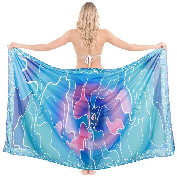 HAPPY BAY Women's Beachwear Sarong Coverups Bikini Skirt Swimsuit Swim Cover up Summer Wraps Swimwear Beach Wrap Skirts for Women One Size Abstract, Green