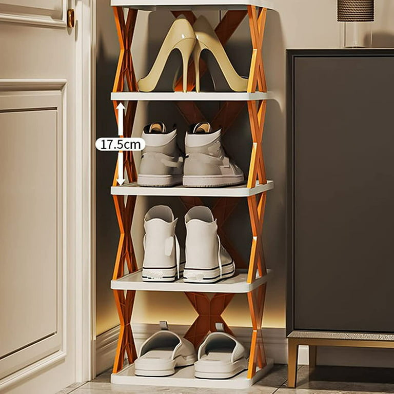 Bamboo Shoe Rack Vertical Shoe Rack for Small Spaces, Tall Narrow