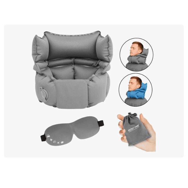 Almohada Xtellar De Viaje Cuello,cojin Inflable Oficina Y Antifaz