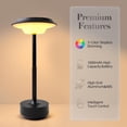 thumbnail image 4 of Lámpara de mesa inalámbrica recargable LED lámpara de escritorio 1800mah funciona con pilas 3 colores atenuación continua  táctil luz nocturna (negro), 4 of 7
