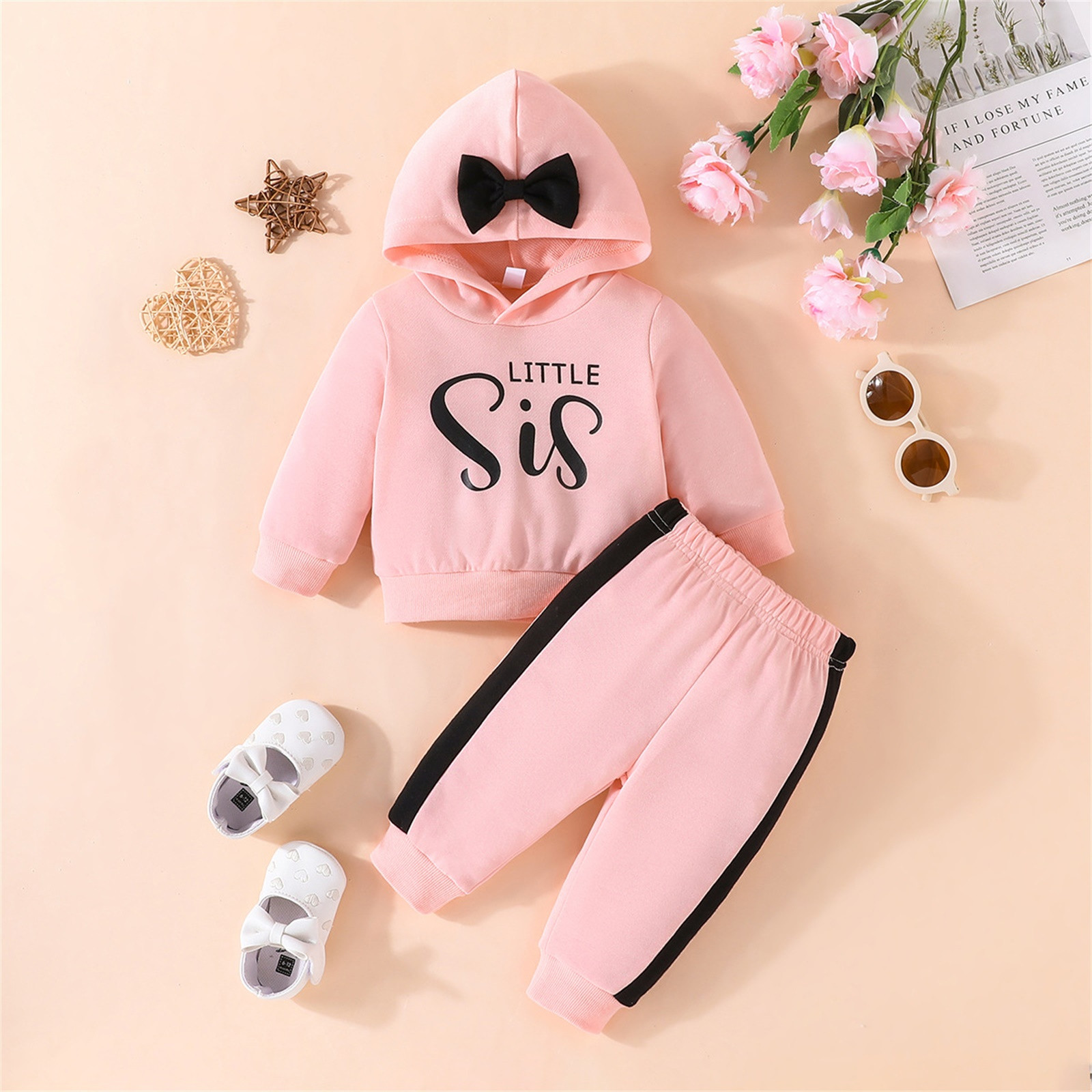 Pull Manches Longues Pour Bébé Fille - Tenue D'hiver Douce, Broderie Florale, Idéal Grande Sœur Et Petite Sœur