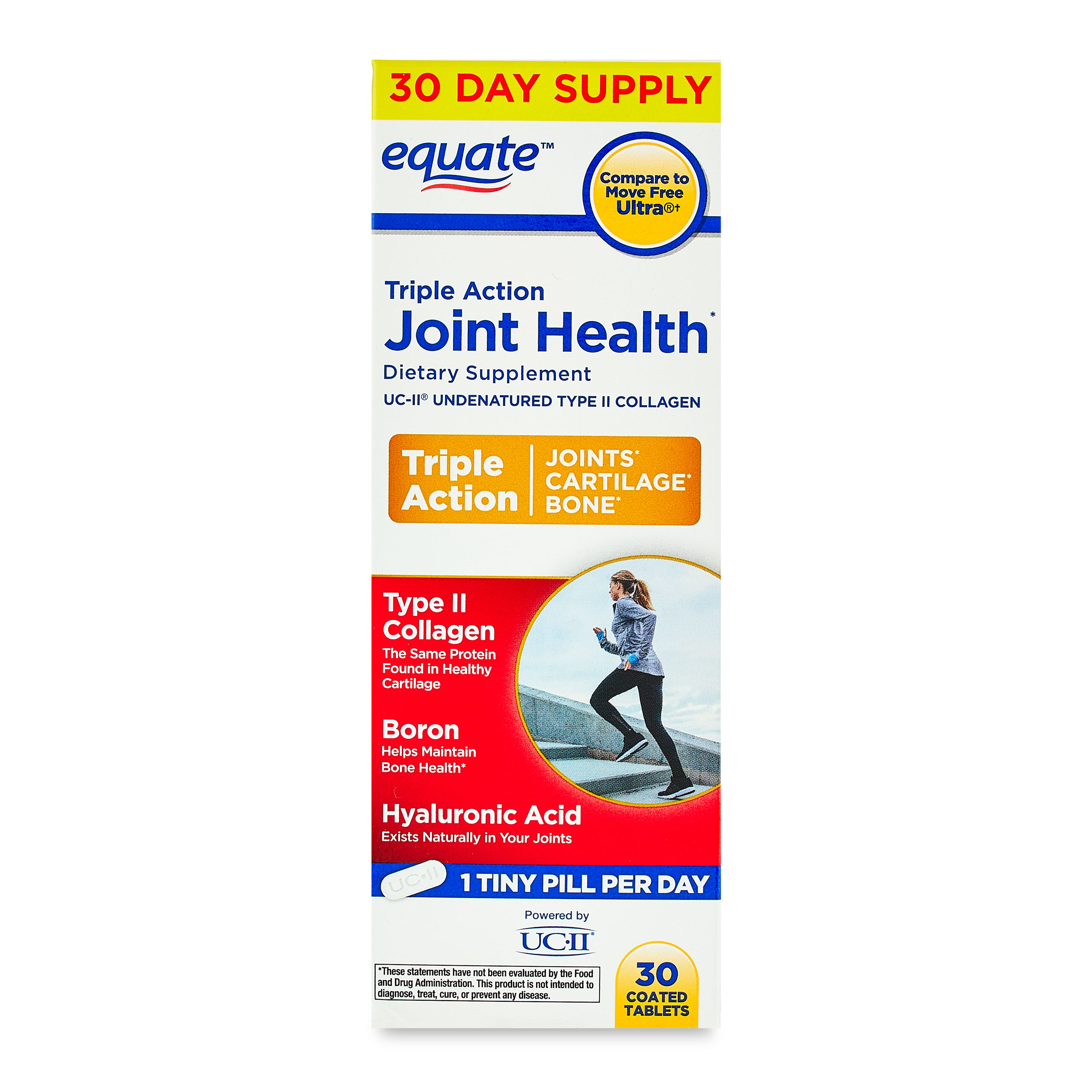 Equate Triple Action Joint Health Dietary Supplement, 30 Count, Compare to Move Free Ultra®