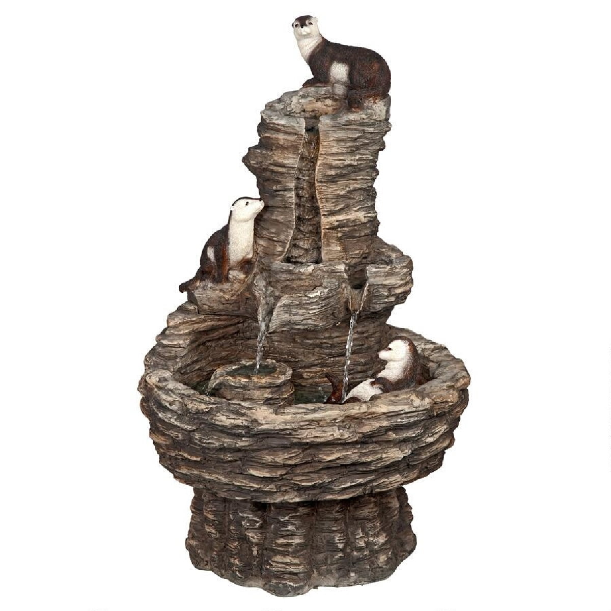 Outdoor Living and Style Tres Amigos Playful Otter Cascading Garden Fountain - 28"