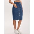 thumbnail image 2 of DARING DIVA Women's Denim Pockets Knee Length Jean Skirts Small Blue, 2 of 7