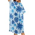 thumbnail image 4 of Xoenoiee Blue Monstera Palm Leaves Print Half Sleeve Kimono Cardigan for Women Plumeria Flower Lightweight Plus Size Open Front Beach Swimsuit Cover Ups Summer Outfits, 4 of 7