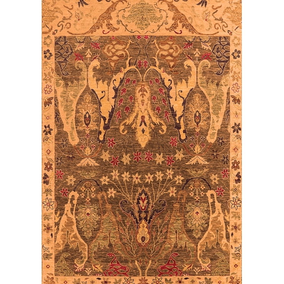 Ahgly Company Indoor Rectangle Oriental Orange Industrial Area Rugs, 8' x 10'