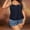 #117-Navy, variant on Warop Women's Printed Tankini Set with Tummy Control and Slimming Boy Short Bottoms, Modest Swimwear for Beach and Pool