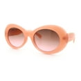 thumbnail image 5 of Womens Oval Round Thick Plastic Mod Fashion Fancy Arm Sunglasses Peach - Pink Smoke, 5 of 8