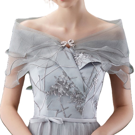 Fashion Tulle Shawl Lace Shrug Shoulder Wrap Bridal Wedding Capelet Elegant Evening Dress Shawl Party Shawl for Banquet