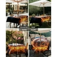 thumbnail image 5 of Baseball, Round Outdoor Tablecloth, Waterproof Table Cloth Cover with Umbrella Hole and Zipper, Sports Theme Gradient Orange Blue Black Table Protector for Patio Party Picnic 54" Round, 5 of 6