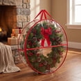 thumbnail image 4 of Christmas Wreath Storage Bag 24 inch with Zippered Opening and Carry Handles, Round Wreath Storage Container for Artificial Holiday Wreaths, Closet, Garage and Attic Organization, 4 of 6