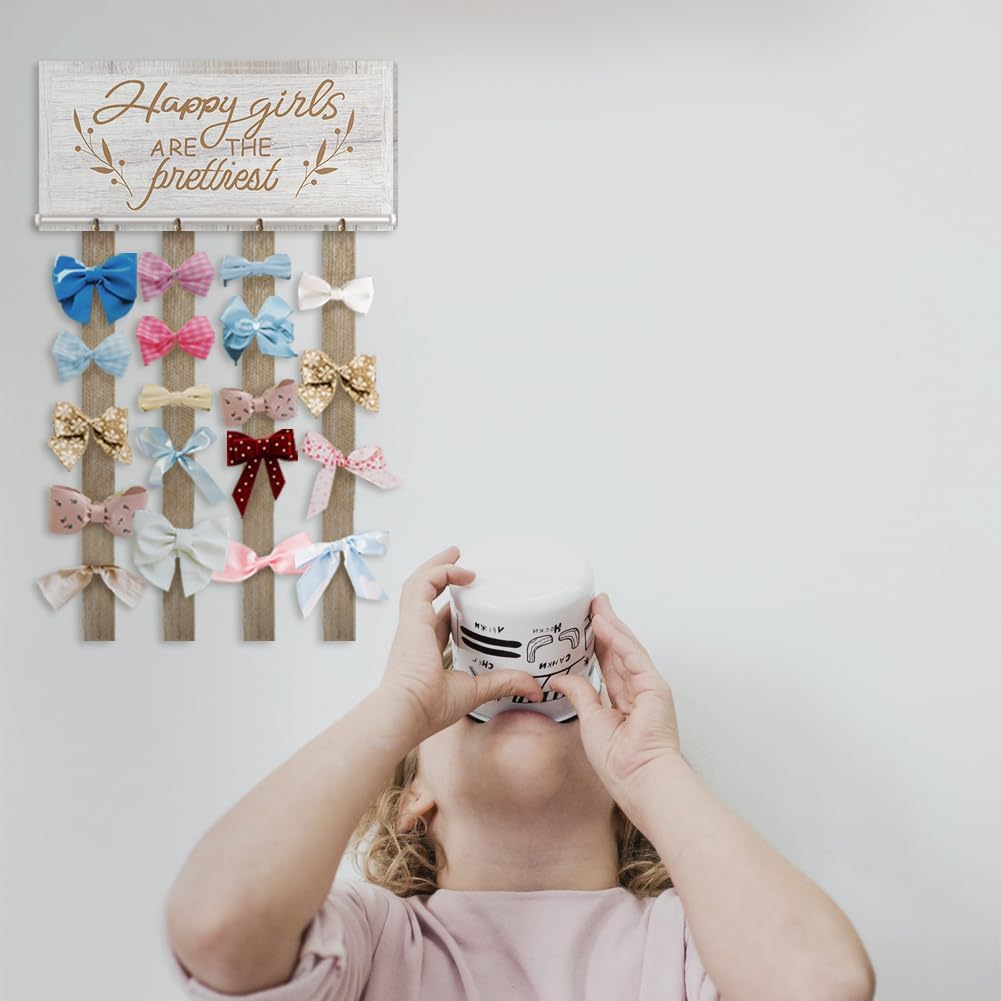 Hair Holder Organizer Storage Wall Decor Hair Clips Headband Organizer Hair Tie Clip Ribbon Accessories Hair Bows Hanger Light Grey