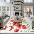 thumbnail image 3 of Spring Poppy Flower Large Area Rugs 8x10 ft Butterfly Green Leaf Washable Rug Non Slip Indoor Carpet Absorbent Floor Mat for Living Room Bedroom Dining Room, 3 of 9