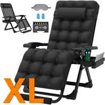 PNKKODW Oversized 29" XL Zero Gravity Chair w/Upgraded Lock and Wider Cup Holder,Removable Cushion&Headrest&Footrest, Camping Reclining Lawn Chair for Patio Outdoor Office,Black